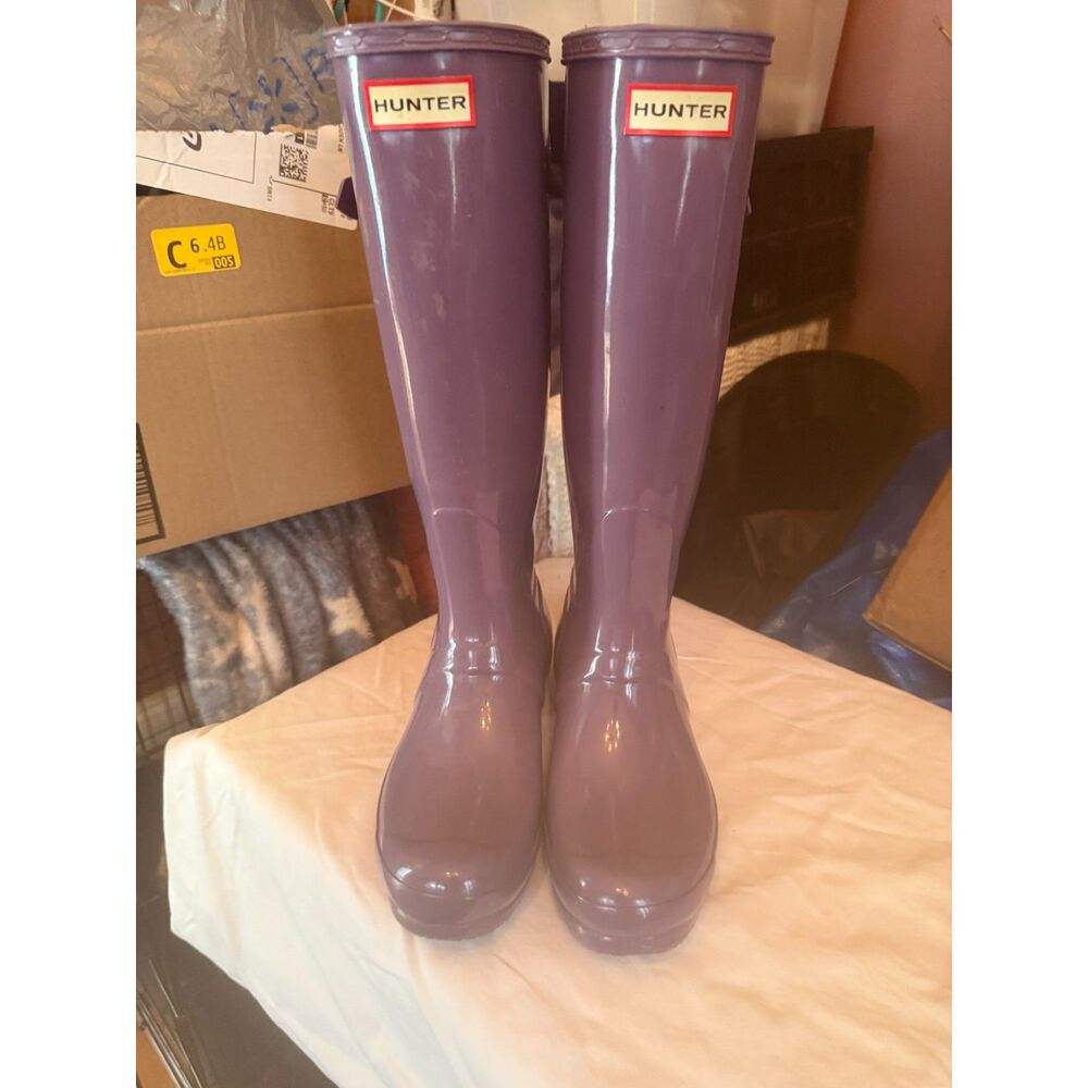 Hunter Original Tall Rain Boots Gloss Purple Size 7